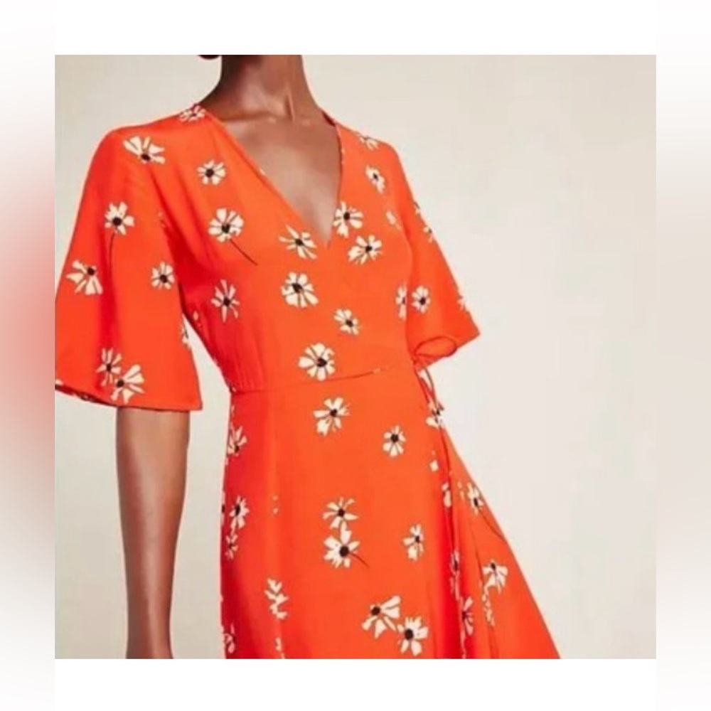 Faithfull the Brand Anthropologie Red Floral Midi Wrap Dress
